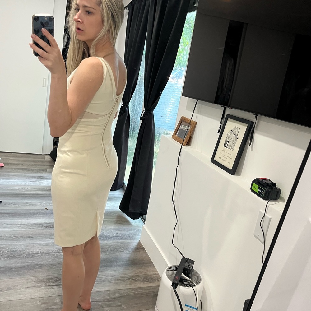 Marciano Cream Sheath Midi Dress 0 - Picture 2 of 2